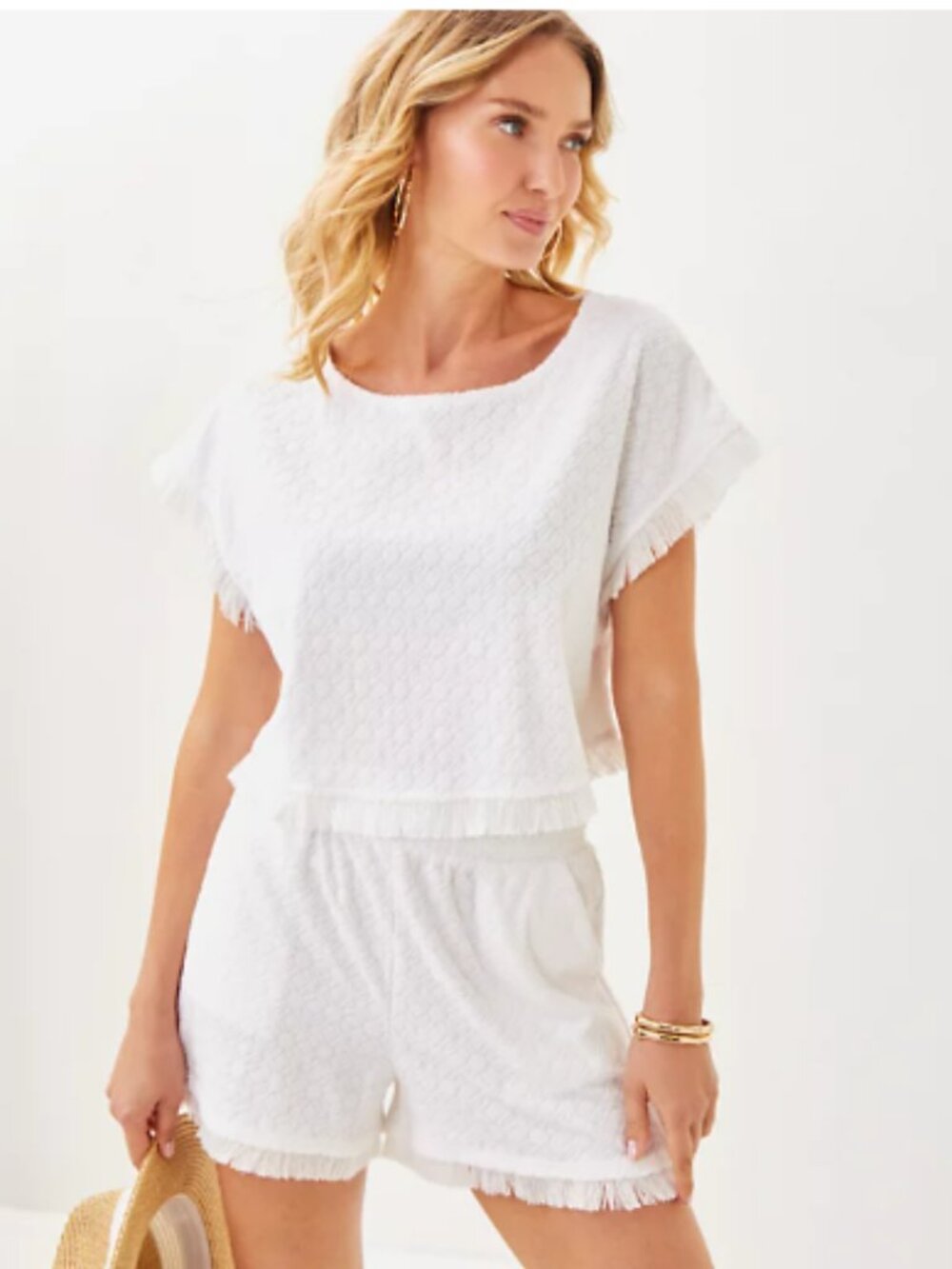 Lilly Pulitzer Azzi Lil Butterfly White Terry Cloth Coverup Top Size Small
